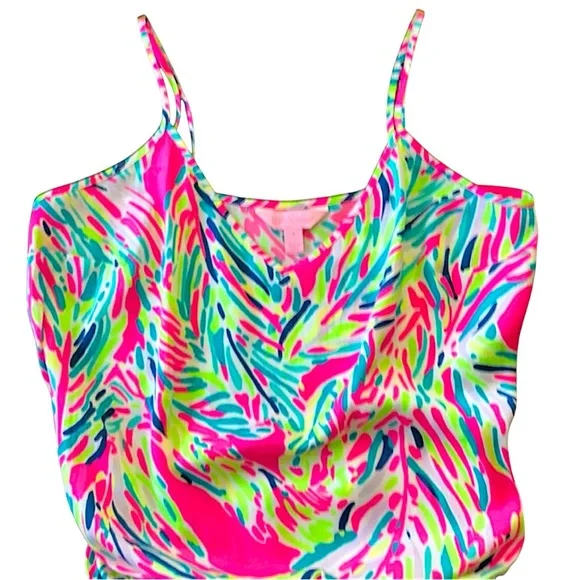 NWOT Lilly Pulitzer Gorgeous Palm Reader Romper Bright Neon Tropical Print- XXS - Picture 4 of 12